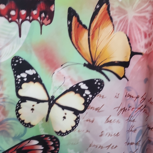 Y2K Jostar Butterfly Embellished Tunic Top Size M Shark Bite Fairy 90s Colorful - Picture 12 of 15